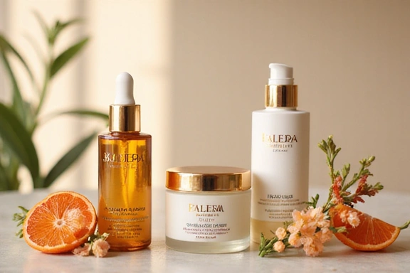 Elegant women's skincare products with botanical extracts, symbolizing beauty and rejuvenation.